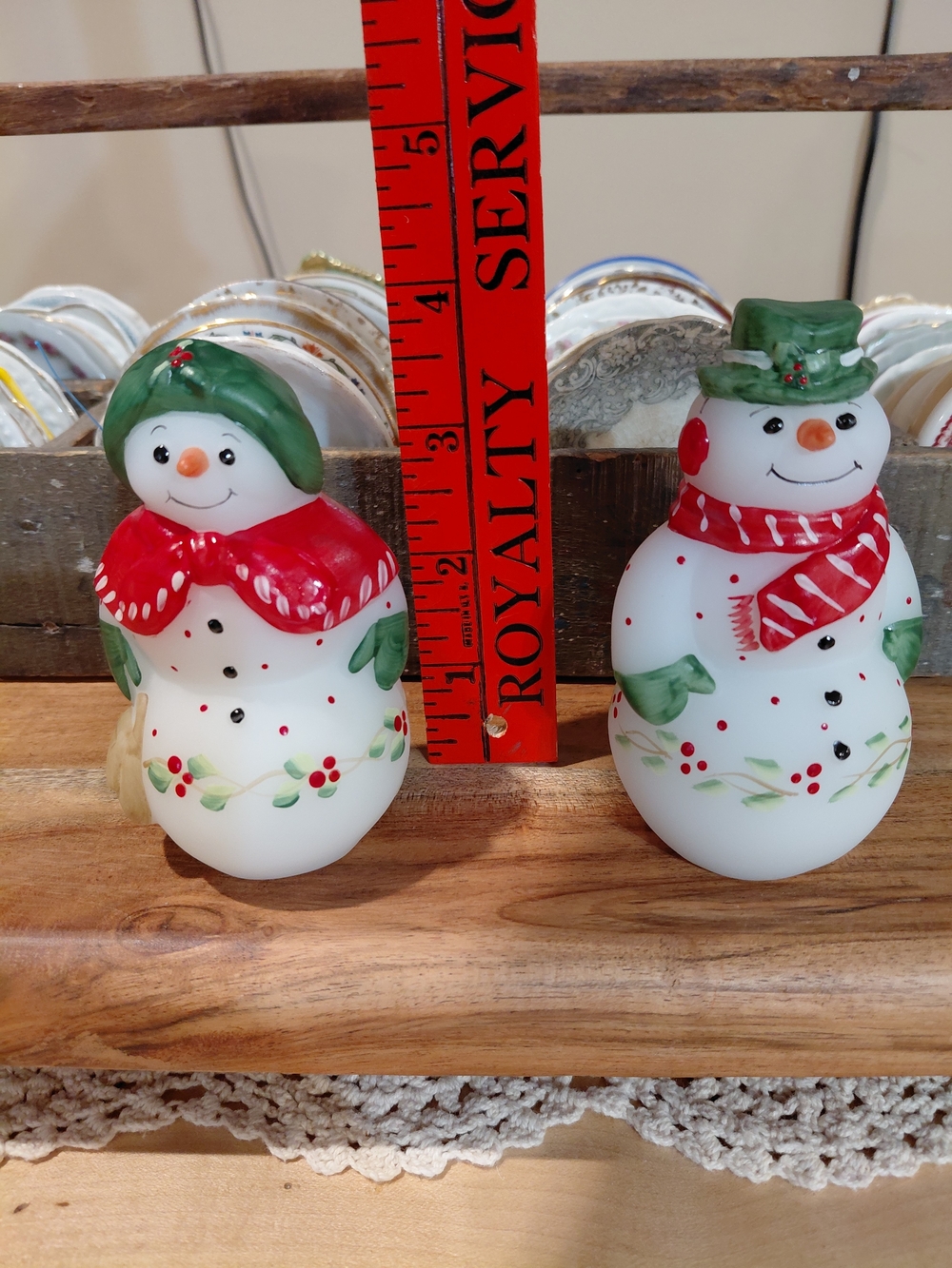 Fenton Signed Snowman Couple